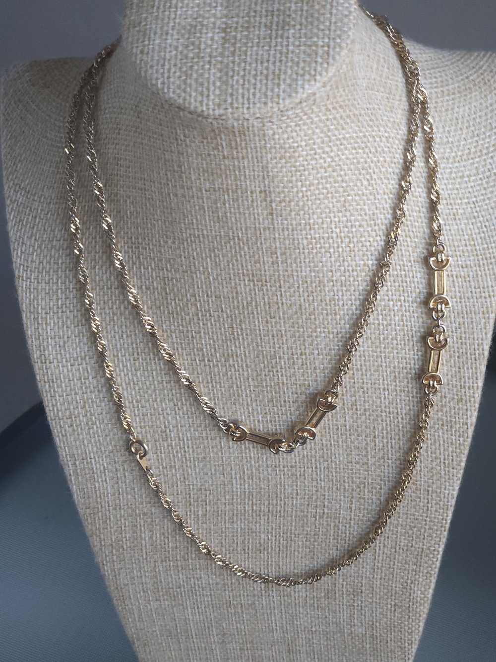 Layered Gold-Tone Rope & Link Necklace for Women